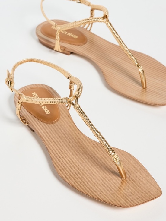 Veronica Beard Shoes - Veronica Beard Amelia T-Strap Thong Metallic Sandal - Size 6.5M